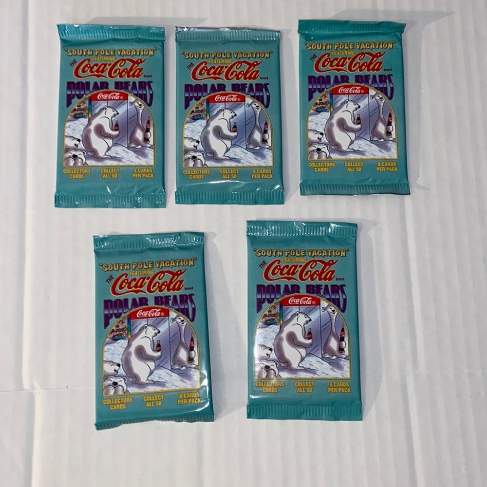 Coca Cola Vintage 1996 5 New And Unopened Packages Of South Pole Vacatio…